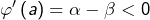 \varphi'\left(a\right)=\alpha-\beta<0