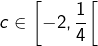 Rendered by QuickLaTeX.com c\in\left[-2,\dfrac{1}{4}\right[