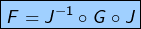 \[\fcolorbox{black}{myBlue}{$\displaystyle{F=J^{-1}\circ G\circ J}$}\]