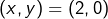 \left(x,y\right)=\left(2,0\right)