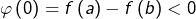 \varphi\left(0\right)=f\left(a\right)-f\left(b\right)<0