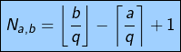 \[\boxed{N_{a,b}=\left\lfloor \frac{b}{q}\right\rfloor -\left\lceil \frac{a}{q}\right\rceil +1}\]