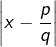 Rendered by QuickLaTeX.com \left|x-\dfrac{p}{q}\right|
