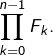\displaystyle{\prod_{k=0}^{n-1}F_{k}}.
