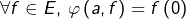 \[\forall f\in E,\thinspace\varphi\left(a,f\right)=f\left(0\right)\]