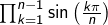 \prod_{k=1}^{n-1}\sin\left(\frac{k\pi}n\right)