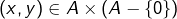 (x,y)\in A\times(A-\{0\})