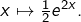 x\mapsto\frac{1}{2}e^{2x}.