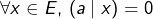 \[ \forall x\in E,\thinspace\left(a\mid x\right)=0\]
