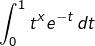 Rendered by QuickLaTeX.com {\displaystyle \int_{0}^{1}t^{x}e^{-t}\thinspace dt}