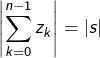 \[\left|\sum_{k=0}^{n-1}z_{k}\right|=\left|s\right|\]