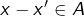 Rendered by QuickLaTeX.com x-x'\in A