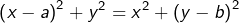 \[\left(x-a\right)^{2}+y^{2}=x^{2}+\left(y-b\right)^{2}\]