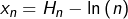 \[ x_{n}=H_{n}-\ln\left(n\right)\]
